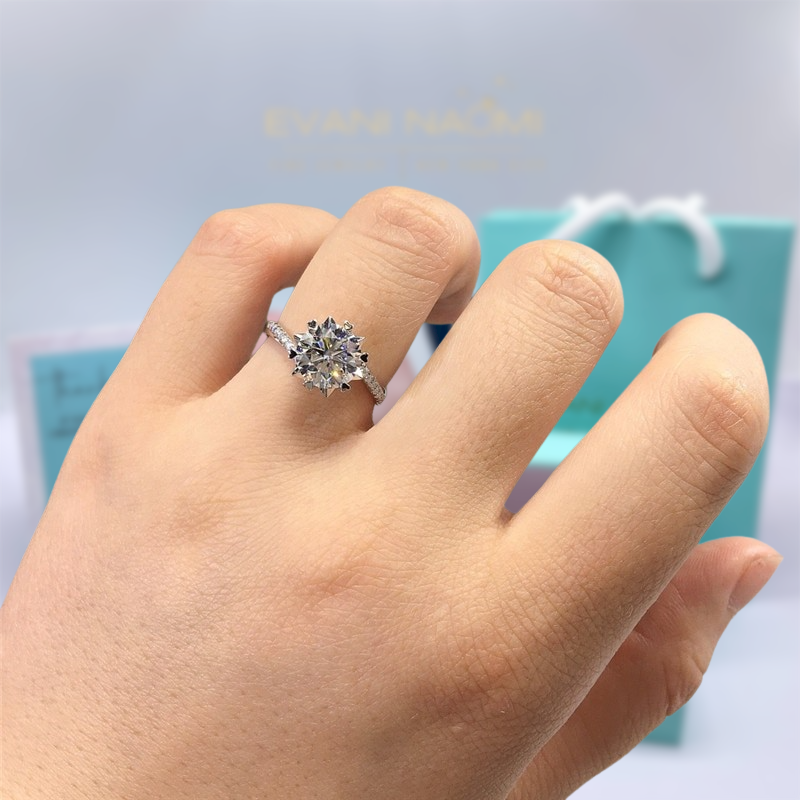 2.0 Ct Round Cut Diamond Snowflake Engagement Ring-Evani Naomi Jewelry