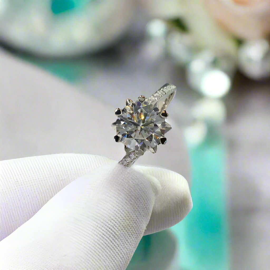 2.0 Ct Round Cut Diamond Snowflake Engagement Ring-Evani Naomi Jewelry