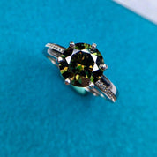 2.0 Ct Round Cut Green Diamond Engagement Ring-Evani Naomi Jewelry