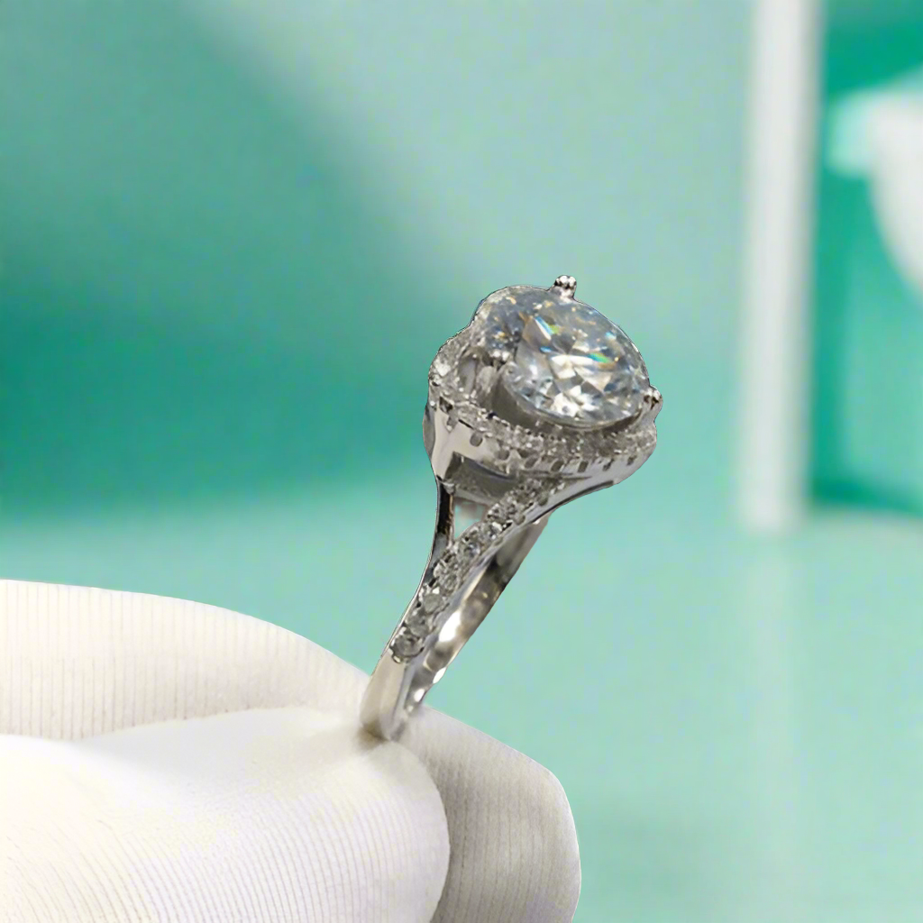2.0 Ct Round Moisssanite with Heart Shape Engagement Ring-Evani Naomi Jewelry