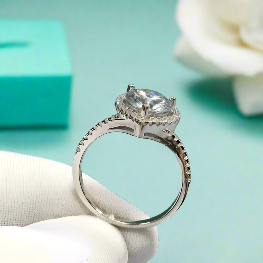 2.0 Ct Round Moisssanite with Heart Shape Engagement Ring-Evani Naomi Jewelry