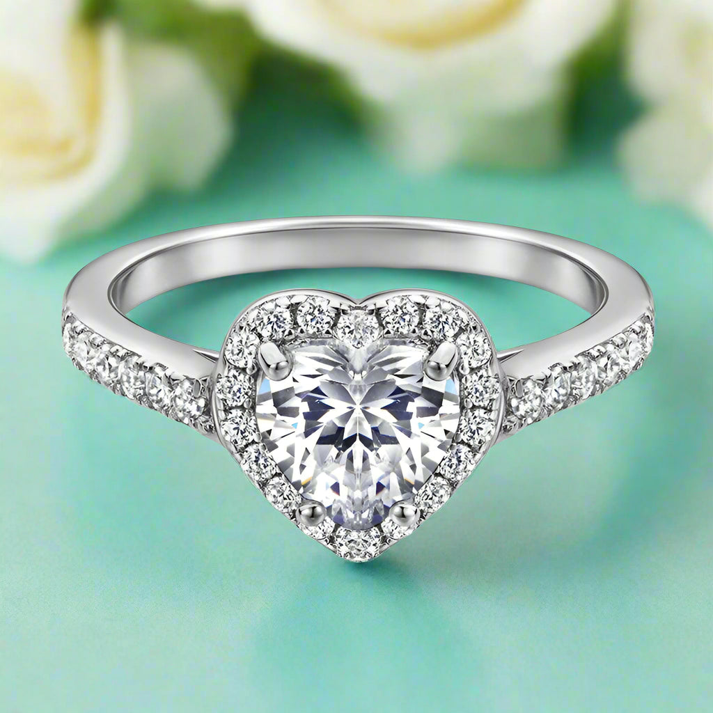 2.0 Ct VVS Diamond Heart Shape Wedding Ring-Evani Naomi Jewelry