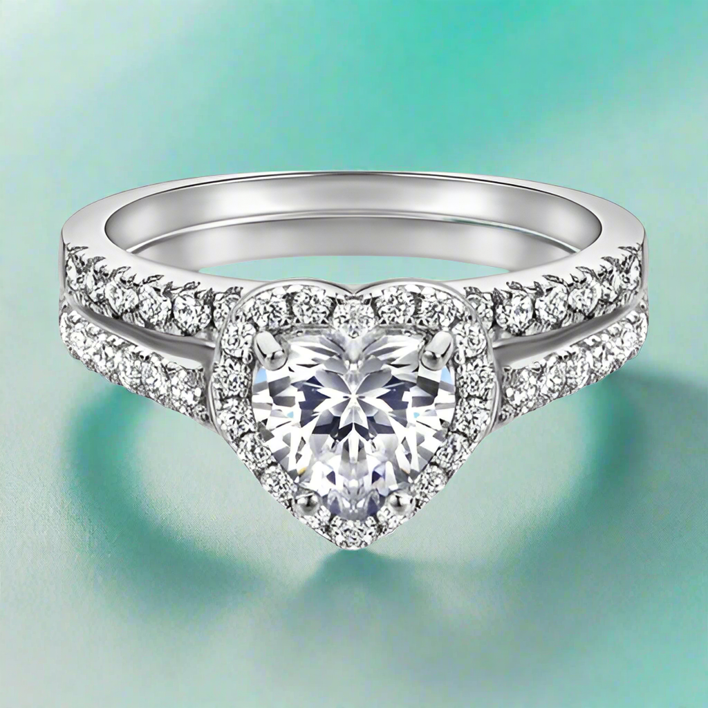 2.0 Ct VVS Diamond Heart Shape Wedding Ring-Evani Naomi Jewelry
