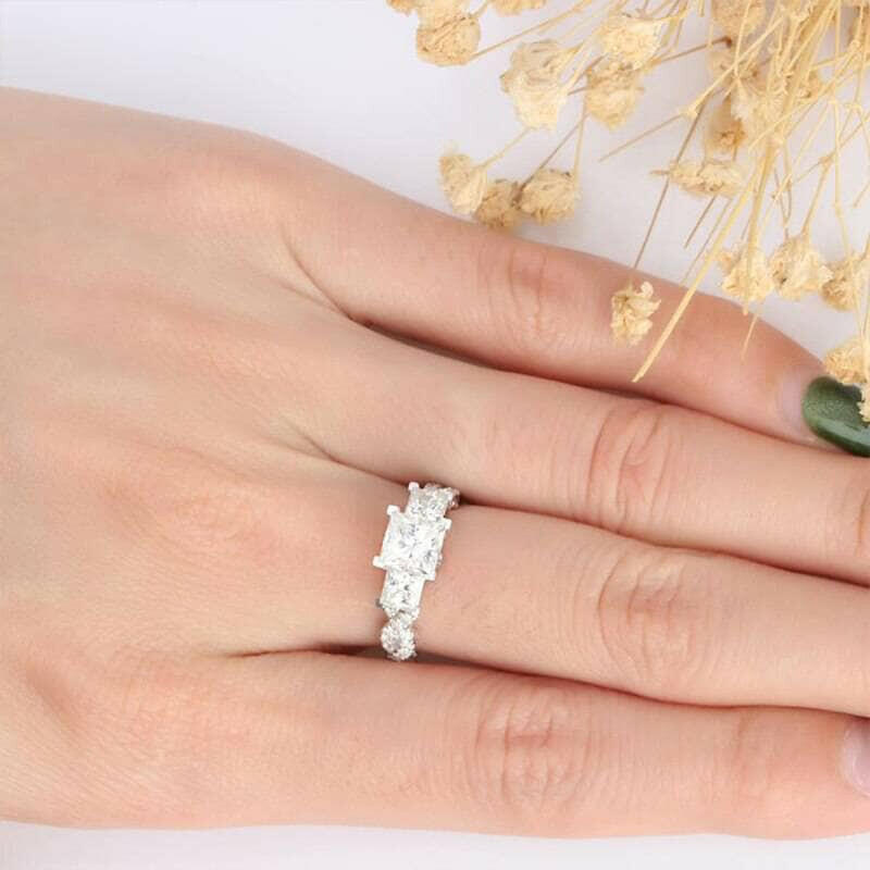 2.0 Cttw Three Stone Diamond Twist Band Engagement Ring-Evani Naomi Jewelry