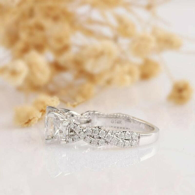 2.0 Cttw Three Stone Diamond Twist Band Engagement Ring-Evani Naomi Jewelry