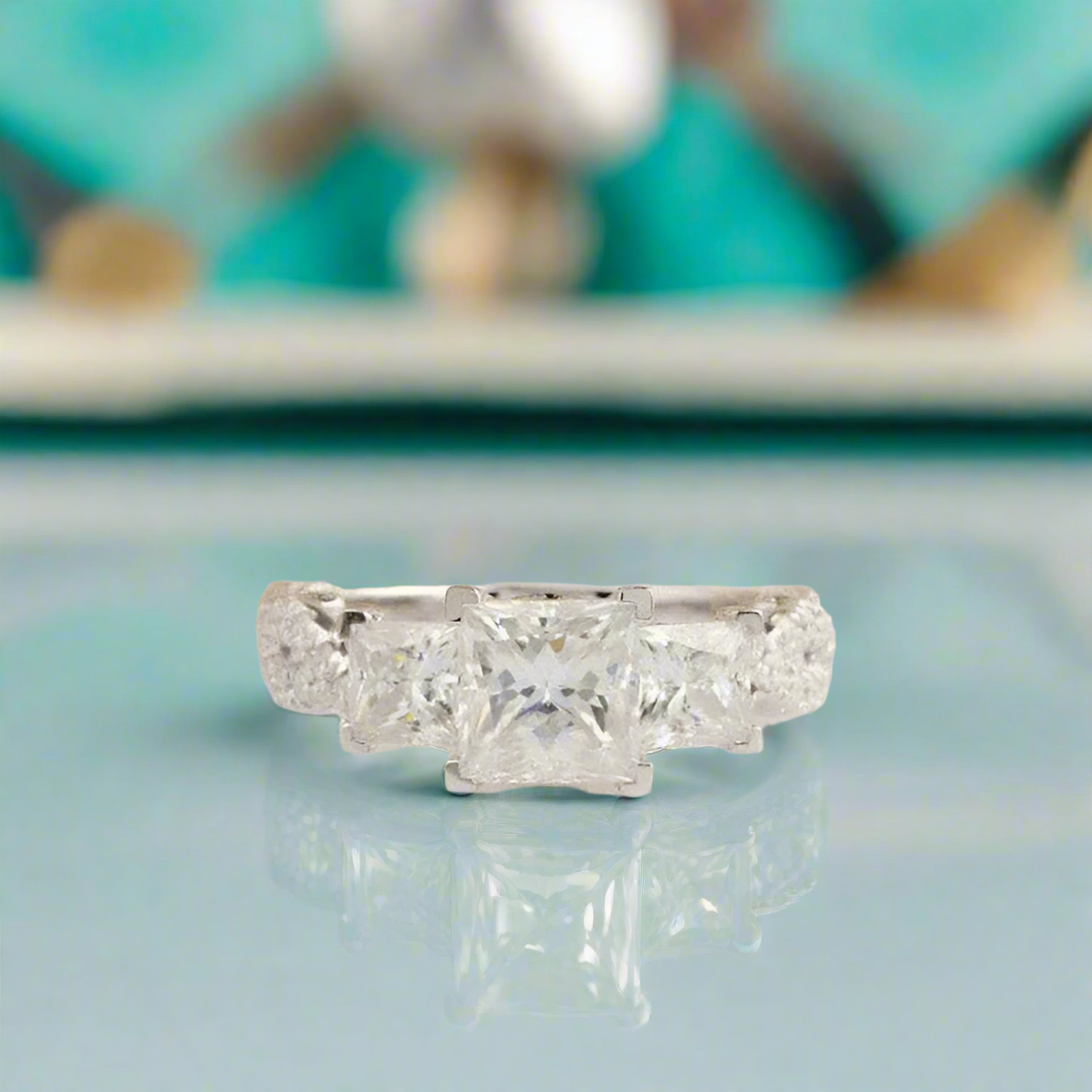 2.0 Cttw Three Stone Diamond Twist Band Engagement Ring-Evani Naomi Jewelry