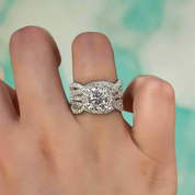 2.0 ct Round Cut Halo Insert Wedding Ring Set-Evani Naomi Jewelry