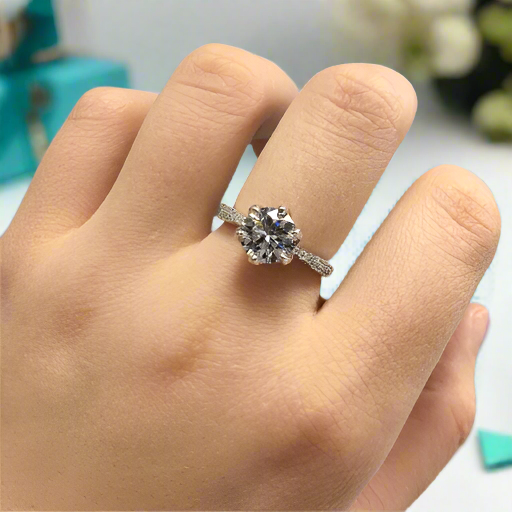 2.0ct Diamond Maple Leaf Shaped White Gold Engagement Ring-Evani Naomi Jewelry