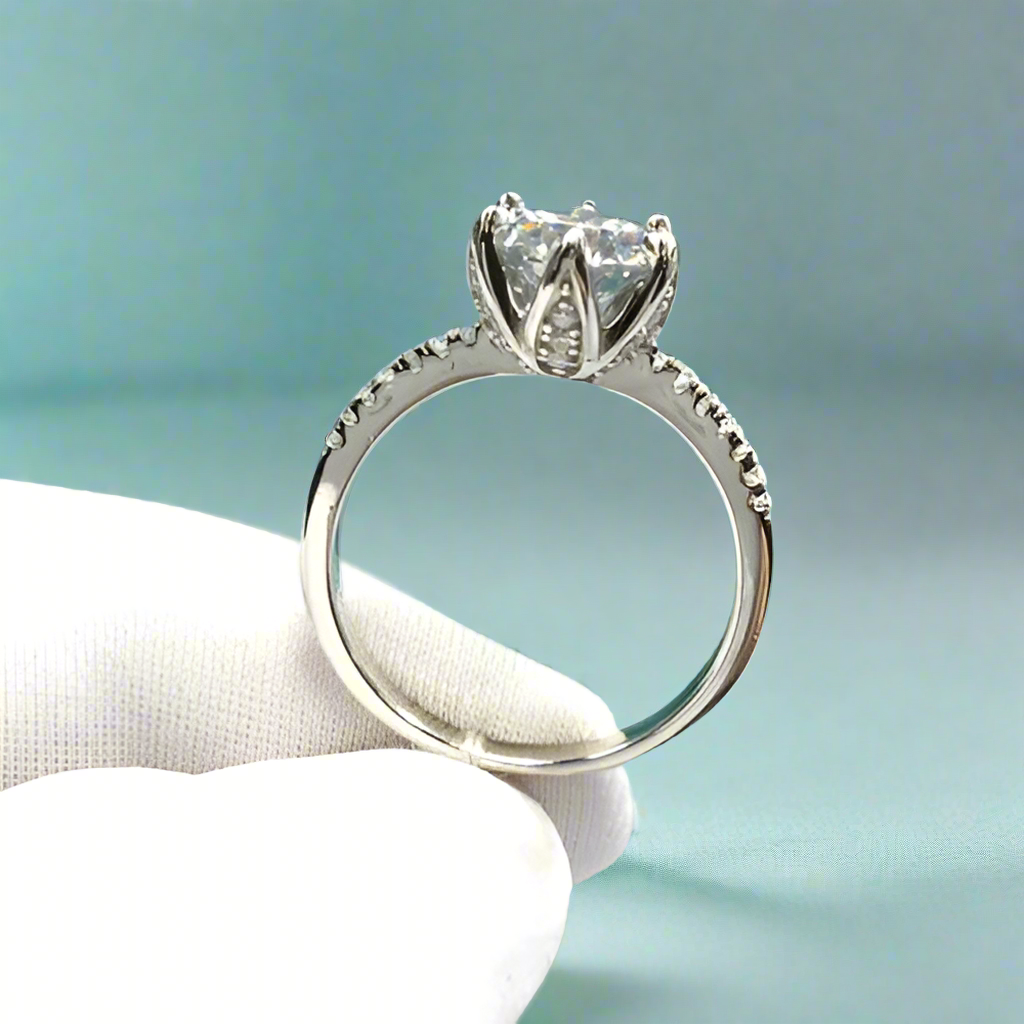 2.0ct Diamond Maple Leaf Shaped White Gold Engagement Ring-Evani Naomi Jewelry