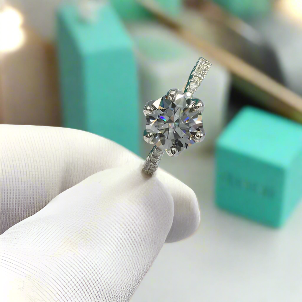 2.0ct Diamond Maple Leaf Shaped White Gold Engagement Ring-Evani Naomi Jewelry