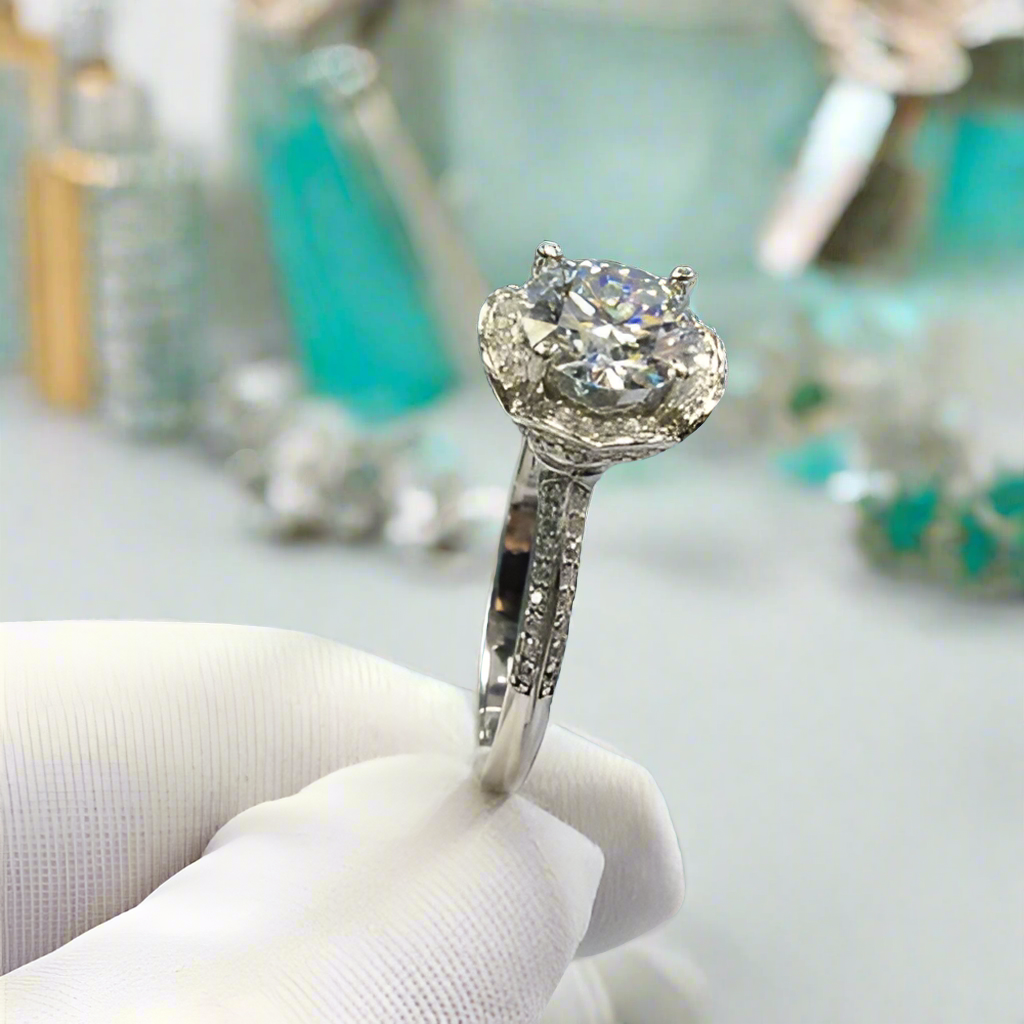 2.0ct Diamond Romantic Blossom White Gold Engagement Ring-Evani Naomi Jewelry