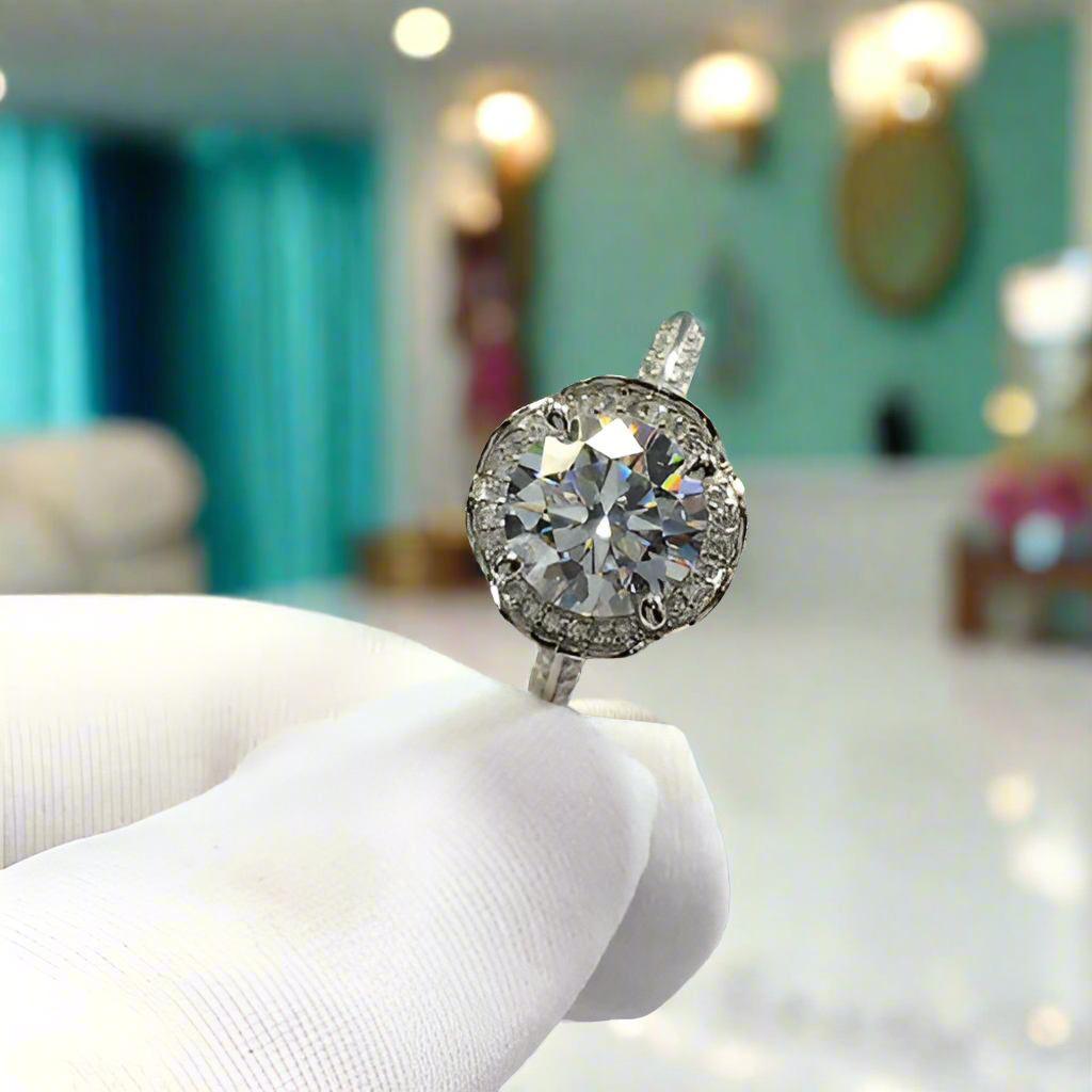 2.0ct Diamond Romantic Blossom White Gold Engagement Ring-Evani Naomi Jewelry