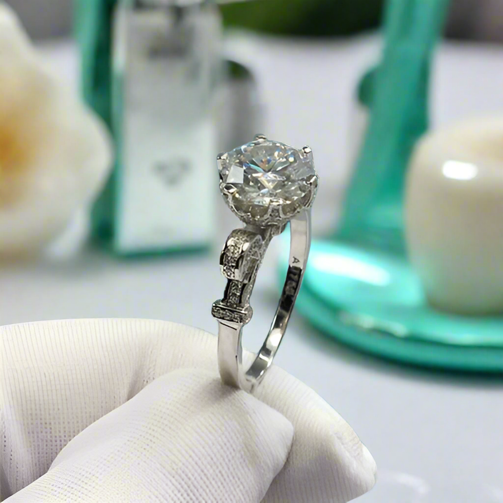 2.0ct Diamond Swan Design Engagement Ring in White Gold-Evani Naomi Jewelry