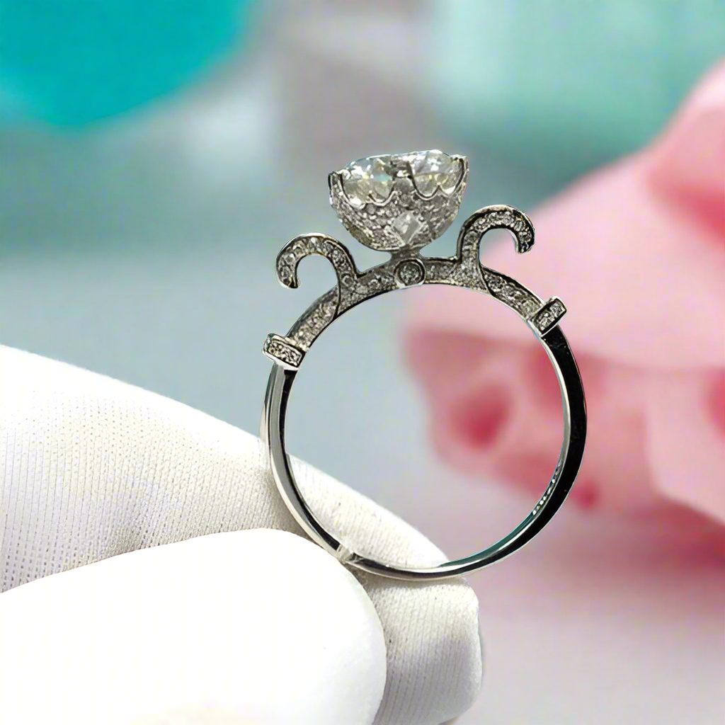 2.0ct Diamond Swan Design Engagement Ring in White Gold-Evani Naomi Jewelry