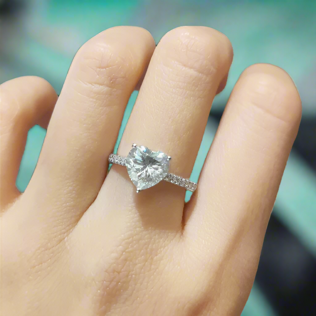 2.0ct Heart-cut Diamond Forever Love Engagement Ring-Evani Naomi Jewelry