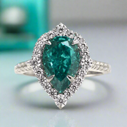 2.2 ct Halo Pear Cut Diamond Engagement Ring-Evani Naomi Jewelry