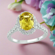 2.5 Ct Oval Cut Yellow Diamond Halo Engagement Ring-Evani Naomi Jewelry