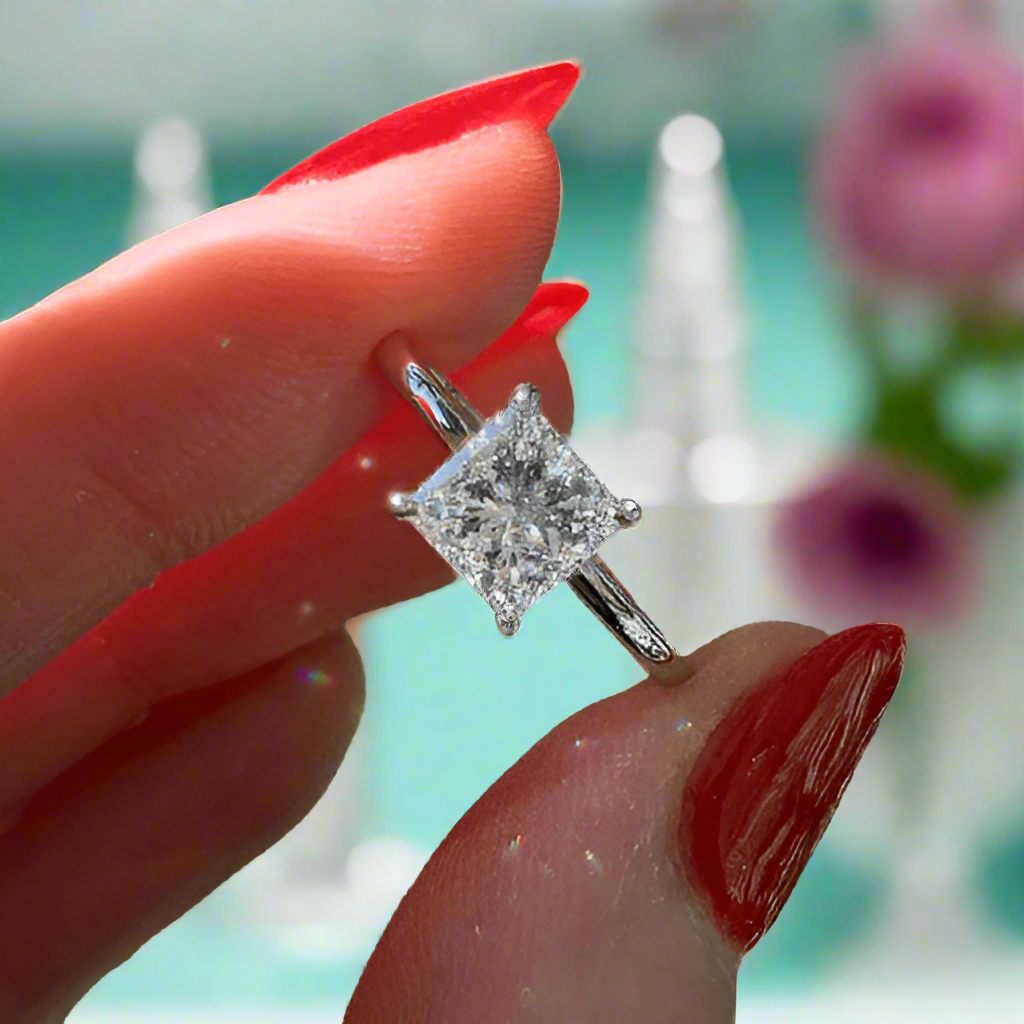 2.5 Ct Princess Cut Diamond Classic Engagement Ring-Evani Naomi Jewelry