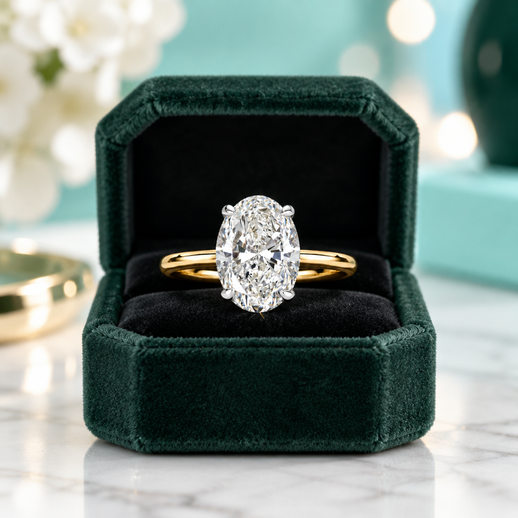 2.60 ct Oval Cut Diamond Option Two Tone 14k Gold Engagement Ring - Evani Naomi Jewelry