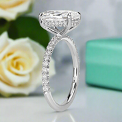 2.90 Ct Old Mine Cut Diamond 14K White Gold Engagement Ring - Evani Naomi Jewelry