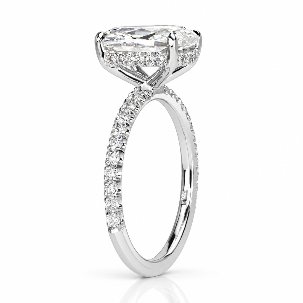 2.90 Ct Old Mine Cut Diamond 14K White Gold Engagement Ring-Evani Jewelry