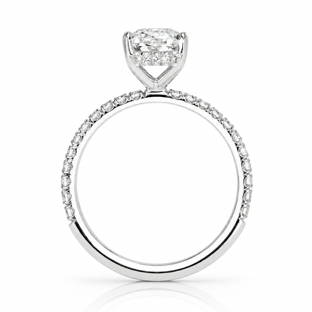 2.90 Ct Old Mine Cut Diamond 14K White Gold Engagement Ring-Evani Jewelry