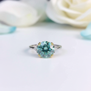 2ct Round Green Diamond Engagement Ring