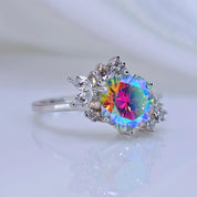 2ct VVS1 Round Cut Rainbow Diamond Engagement Ring-Evani Naomi Jewelry
