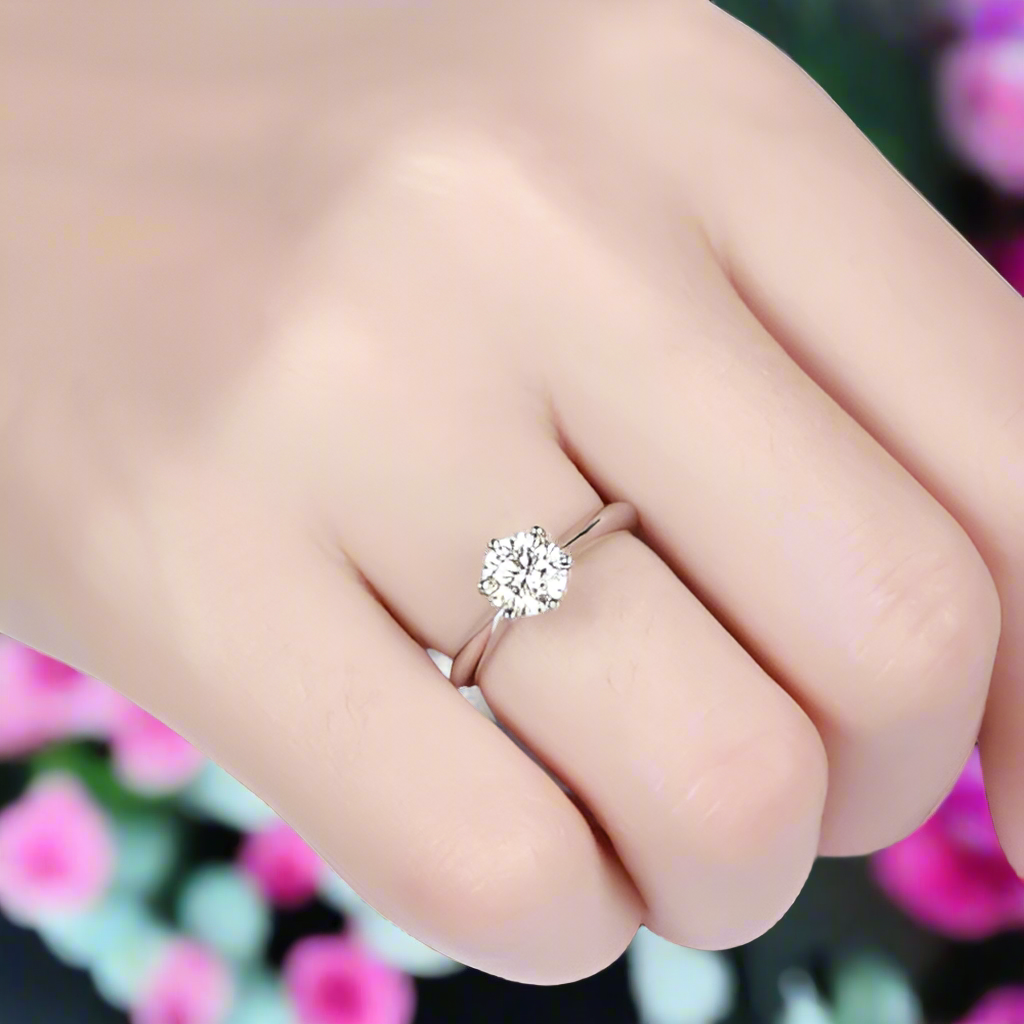 3.0 Ct Classic Round Cut Diamond Engagement Ring-Evani Naomi Jewelry