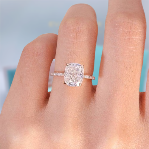 3.0 Ct Cushion Cut 14k Gold Engagement Ring-Evani Naomi Jewelry