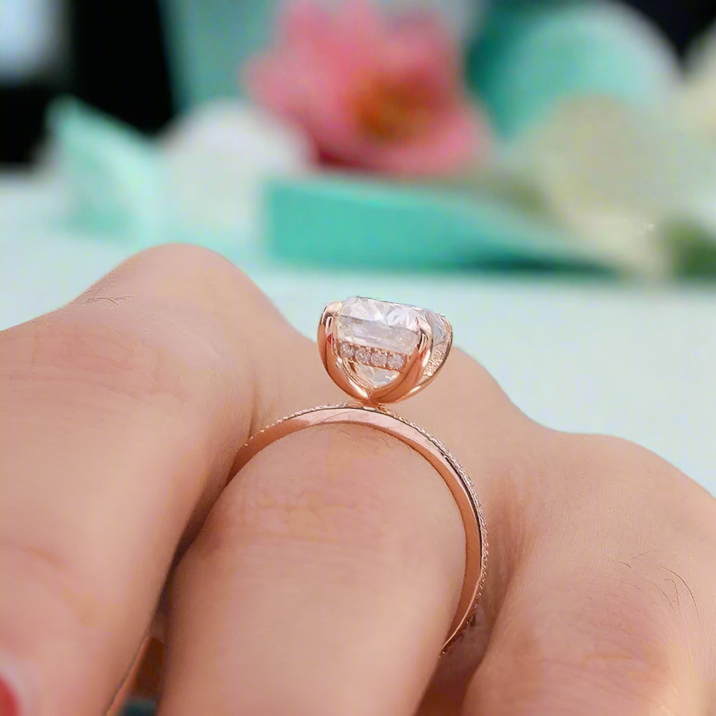 3.0 Ct Cushion Cut 14k Gold Engagement Ring-Evani Naomi Jewelry