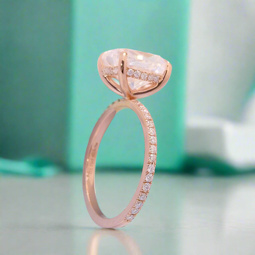 3.0 Ct Cushion Cut 14k Gold Engagement Ring-Evani Naomi Jewelry