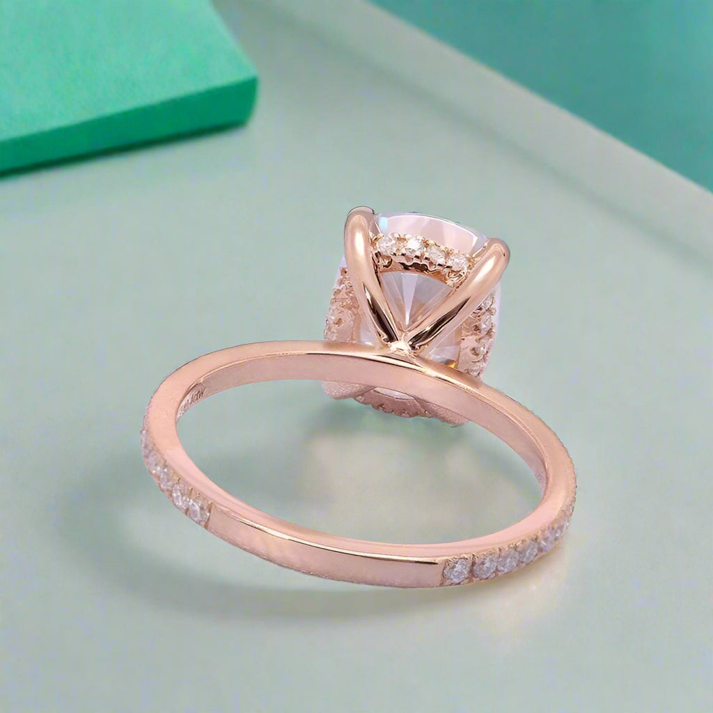 3.0 Ct Cushion Cut 14k Gold Engagement Ring-Evani Naomi Jewelry