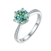 3.0 Ct Green Round Cut Diamond Engagement Ring-Evani Naomi Jewelry