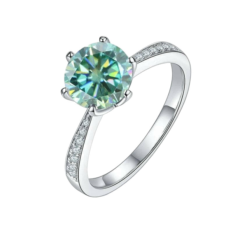 3.0 Ct Green Round Cut Diamond Engagement Ring-Evani Naomi Jewelry