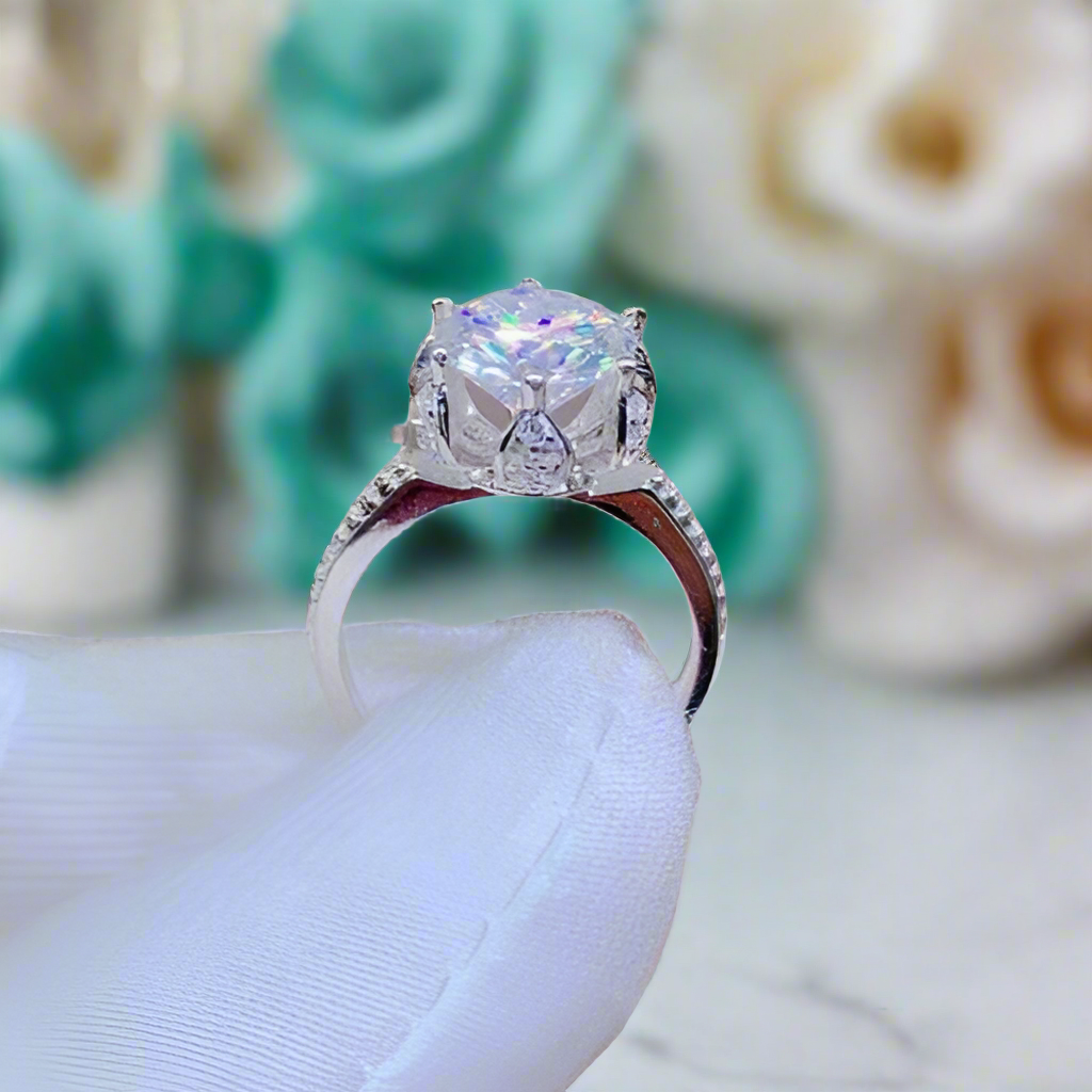 3.0 Ct Round Cut Diamond Blossom Bud Engagement Ring-Evani Naomi Jewelry