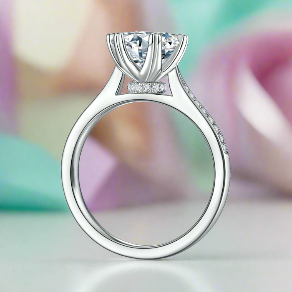 3.0 Ct Round Cut Diamond Channel Engagement Ring-Evani Naomi Jewelry