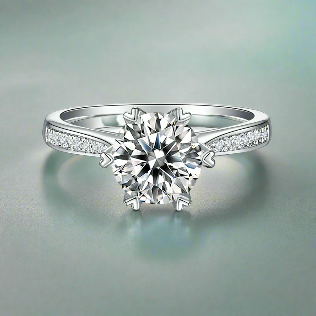 3.0 Ct Round Cut Diamond Channel Engagement Ring-Evani Naomi Jewelry