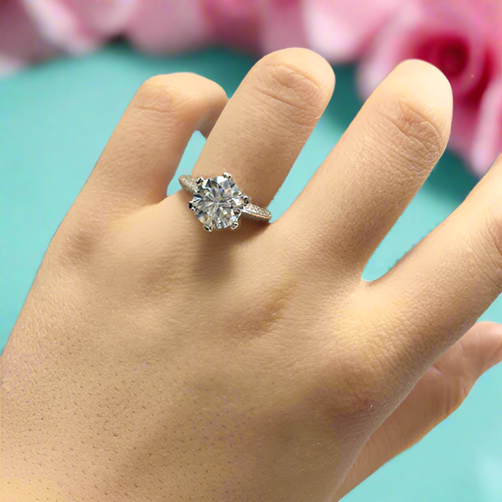 3.0 Ct Round Cut Diamond Engagement Ring-Evani Naomi Jewelry