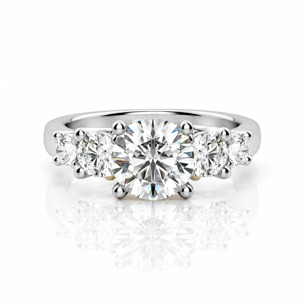 3.0 Ct Round Cut Five Diamonds Engagement Ring-Evani Jewelry