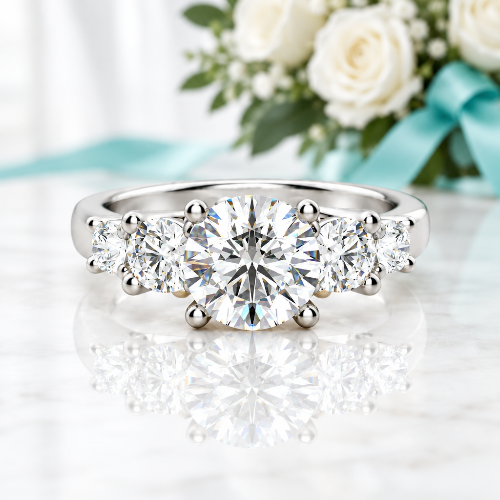 3.0 Ct Round Cut Five Diamond Option Engagement Ring - Evani Naomi Jewelry