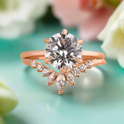 3.0 Ct Round Cut Rose Gold Wedding Ring Set-Evani Naomi Jewelry