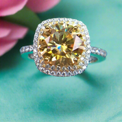 3.0 Ct Round Yellow Diamond Classic Halo Engagement Ring-Evani Naomi Jewelry