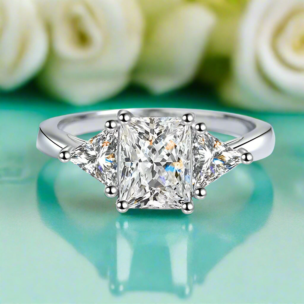 3.0 Ct Three Stone Diamond Engagement Ring-Evani Naomi Jewelry