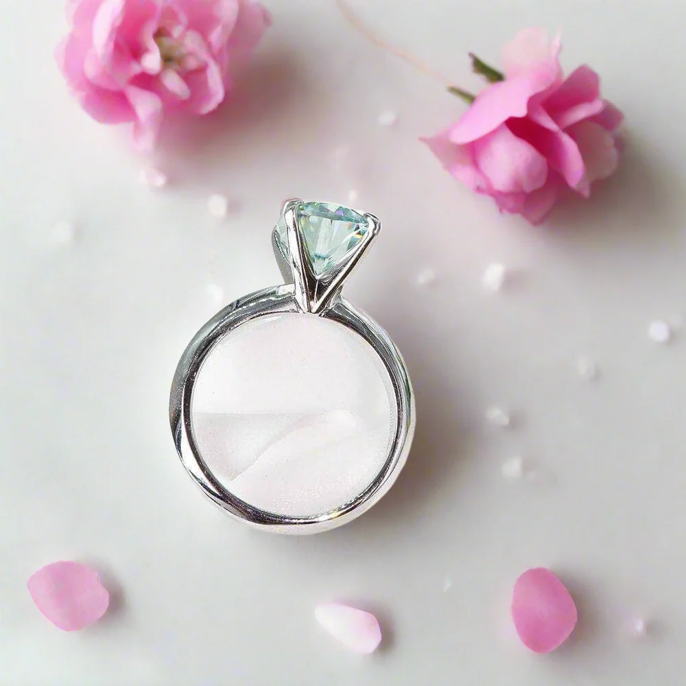 3.0 ct Blue Green Cushion Cut Diamond Engagement Ring-Evani Naomi Jewelry