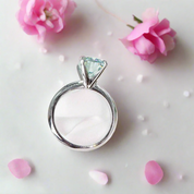 3.0 ct Blue Green Cushion Cut Diamond Engagement Ring-Evani Naomi Jewelry