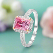 3.0ct Pink Emerald Cut Halo Diamond Engagement Ring-Evani Naomi Jewelry