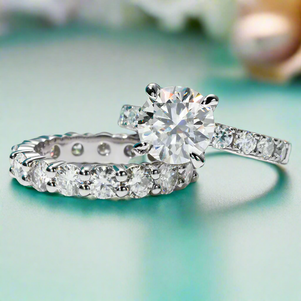 3.5 ct Round Diamond Engagement Ring Set-Evani Naomi Jewelry