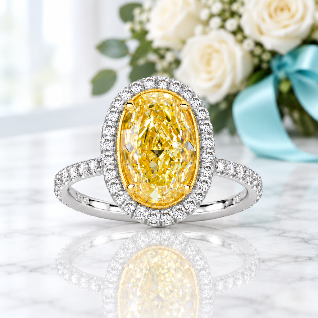 3.50 ct Topaz Birthstone Oval Cut 14k White Gold Engagement Ring - Evani Naomi Jewelry