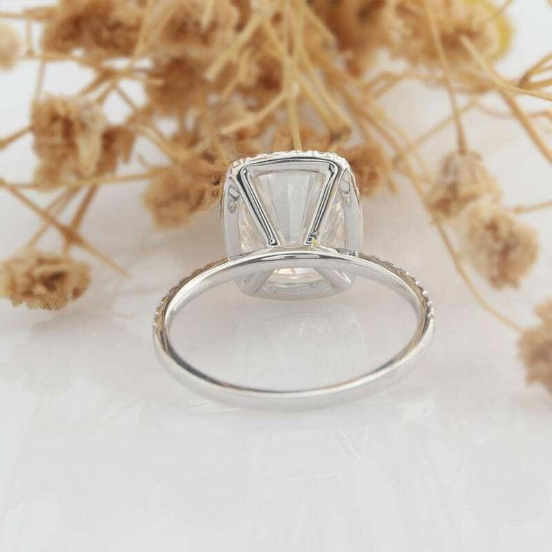 4.0 Ct Cushion Cut Diamond 14k White Gold Halo Engagement Ring-Evani Naomi Jewelry